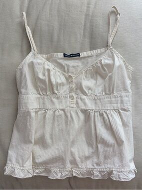 Brandy Melville Cream Ruffle-Trim Button Front Cami
